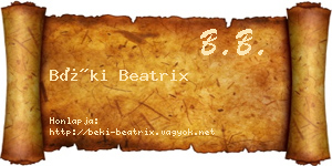 Béki Beatrix névjegykártya